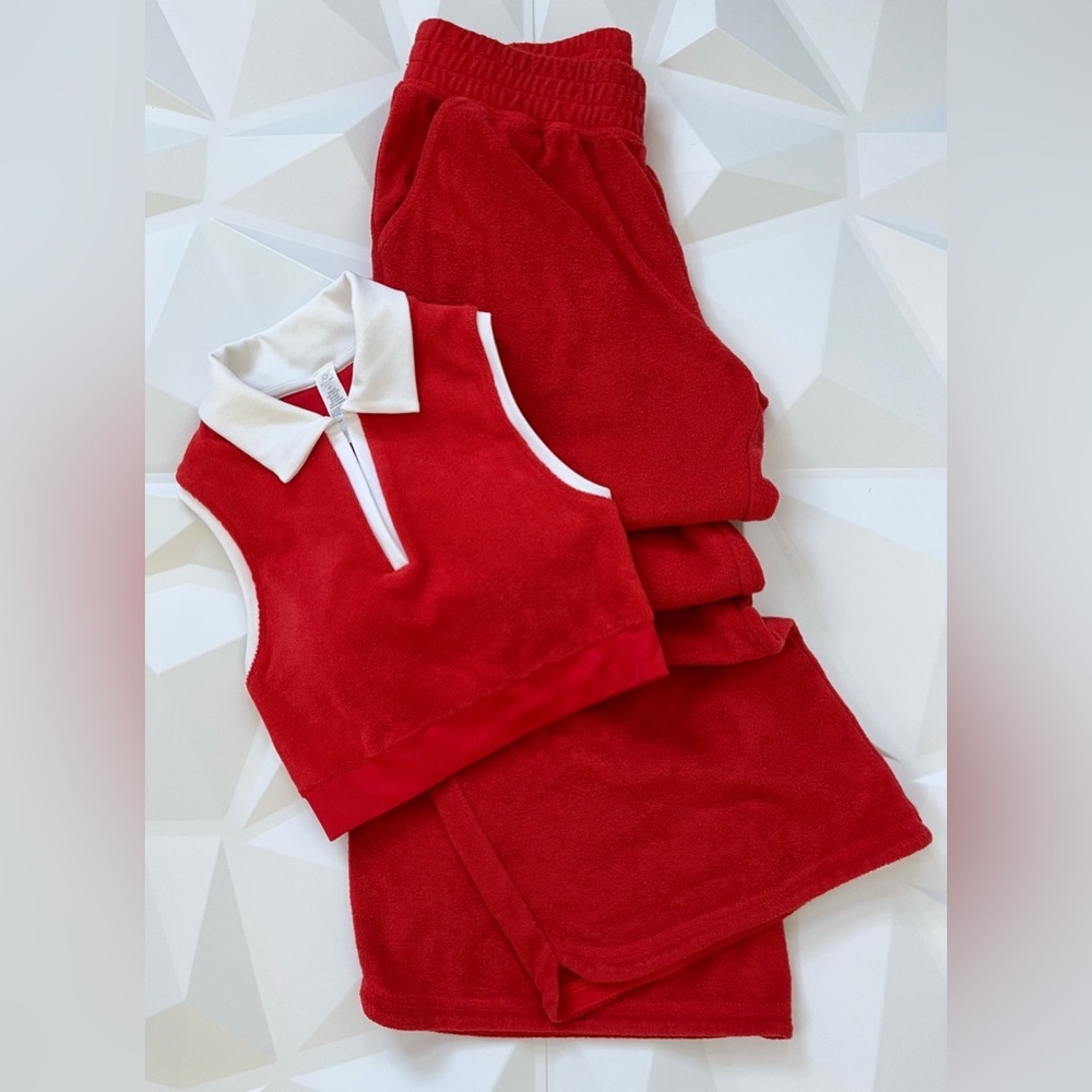 Aerie Offline by Aerie Summer Lights Terry Wide Leg Pant & Crop Top SET Comfy